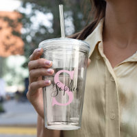 Monograma de Nome Personalizado Moderno - Rosa