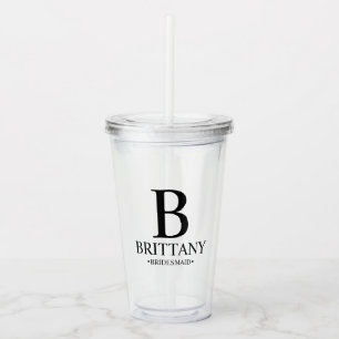 Copo De Acrílico Monograma e Nome Personalizado da Bridesmaid Acryl