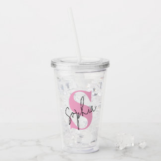 Copo De Acrílico Monograma Personalizado de Tumbler Acrílico Elegan