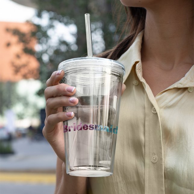 Copo De Acrílico Monograma Rosa e Teto Texturizado Bridesmaid (Criador carregado)