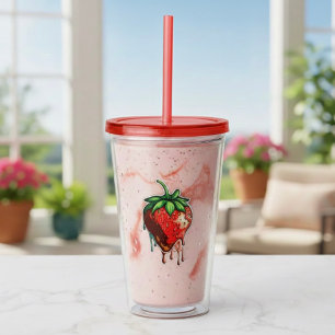 Copo De Acrílico Morango Acrílico Tumbler