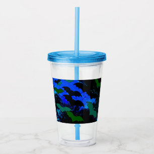 Copo De Acrílico Morcegos De Azul De Voo