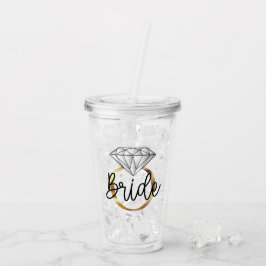 Copo De Acrílico Noivado Dourado Ring de Bride Diamond