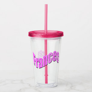 Copo De Acrílico Nome das Frances de Mosaico Rosa, Tumbler Acrílico