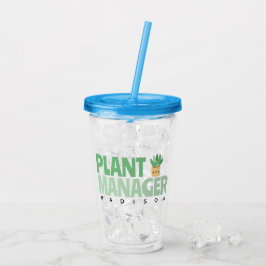Copo De Acrílico Nome do gerenciador de plantas personalizado Cactu