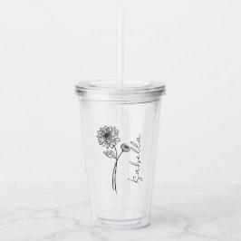 Copo De Acrílico Nome do Script de Flor de Nascimento do Elegante S