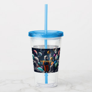 Copo De Acrílico Nome Personalizado Fantasy Space Kid