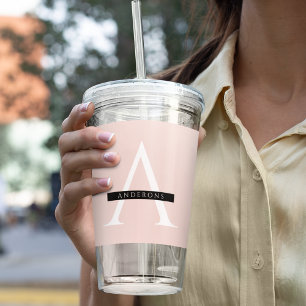 Copo De Acrílico Nome Personalizado Mínimo do Pink do Pastel
