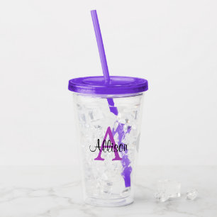 Copo De Acrílico Nome Personalizado Monograma Acrílico Tumbler