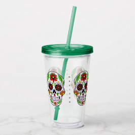 Copo De Acrílico Nome personalizado Sugar Skull Tumblers