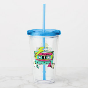 Copo De Acrílico Nome personalizado Tumblers de fita de caixa