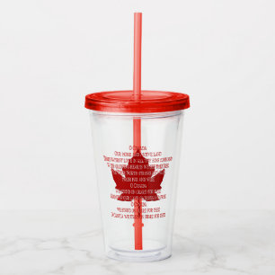 Copo De Acrílico O hino canadense Tumbler personalizou os presentes