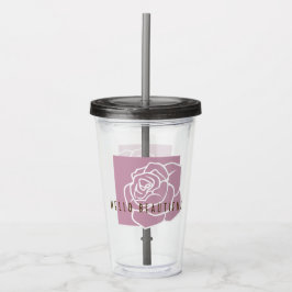 Copo De Acrílico Olá Linda - Moderno Chic Floral Rosa