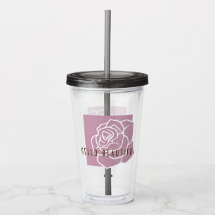 Copo De Acrílico Olá Linda - Moderno Chic Floral Rosa