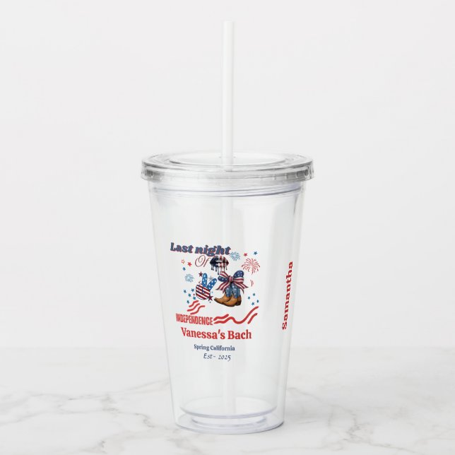 Copo De Acrílico Ontem à Noite da Independência 4 de julho Bachelor (Frente)