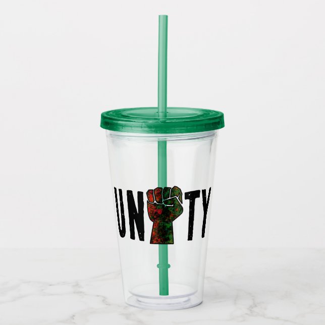 Copo De Acrílico orgulho negro vermelho punho verde pano-africano (Frente)