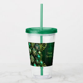 Copo De Acrílico Ornações decorativas verdes Tumbler acrílico de fé