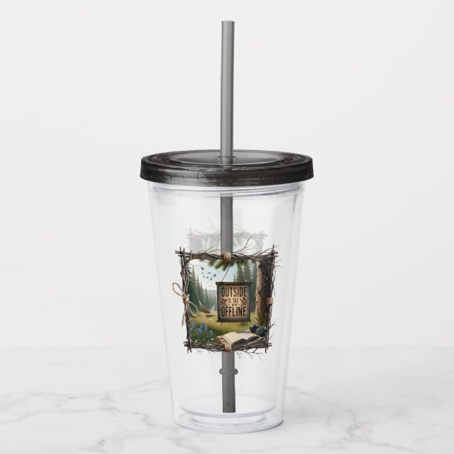 Copo De Acrílico Outside Is the New Offline – Nature Escape Tumbler (Frente)