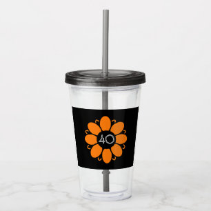 Copo De Acrílico Padrão de Design de Flor Laranja Aniversário 40 Pr