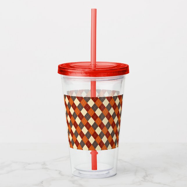 Copo De Acrílico Padrão de Gingham de outono (Frente)