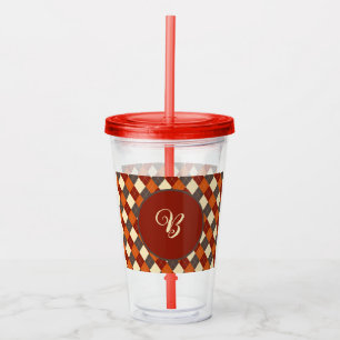 Copo De Acrílico Padrão de Gingham de outono