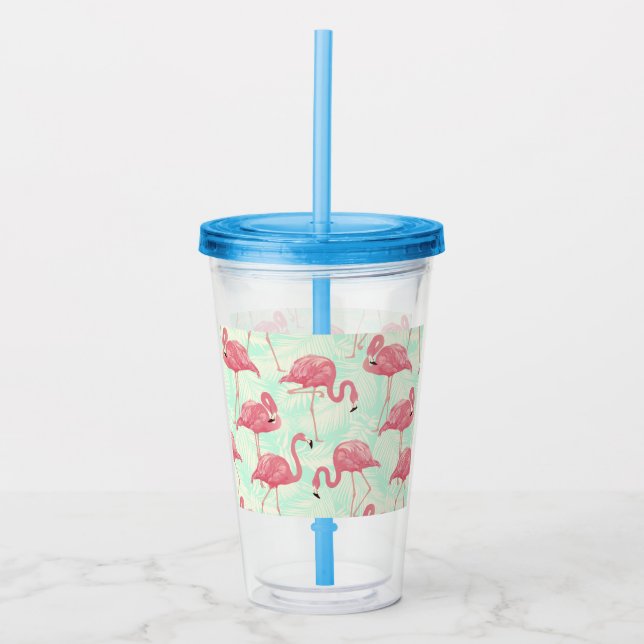 Copo De Acrílico Padrão Flamingo Pink Elegante de Chic (Frente)