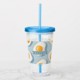 Copo De Acrílico Padrão Personalizado de Ovo Frito Divertido Azul E