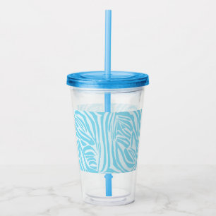 Copo De Acrílico Padrão Zebra Azul