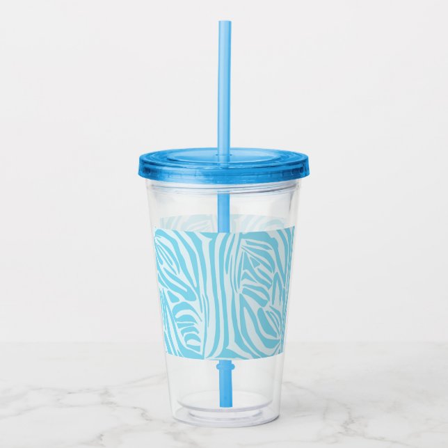 Copo De Acrílico Padrão Zebra Azul (Frente)