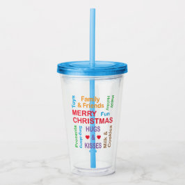 Copo De Acrílico Palavras de Natal do Botão Feriado