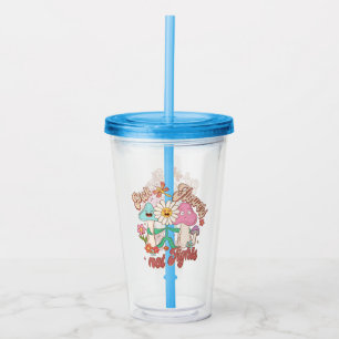 Copo De Acrílico Palhetas, Não Lutas   Cogumelo e Floral
