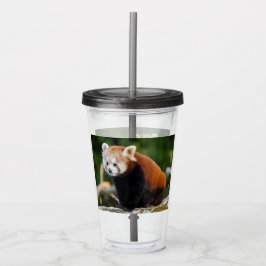 Copo De Acrílico Panda Vermelho Fofo