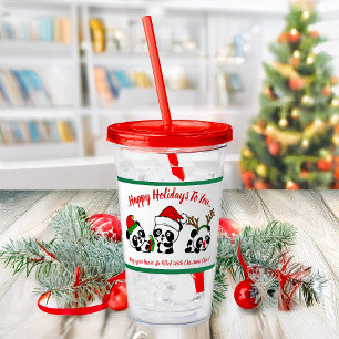 Copo De Acrílico Pandas de Natal Personalizadas