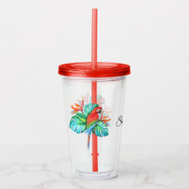 Copo De Acrílico Papagaio Tropical Personalizado