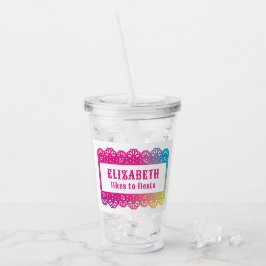 Copo De Acrílico Papel Picado Fun Fiesta Acrylic Tumbler