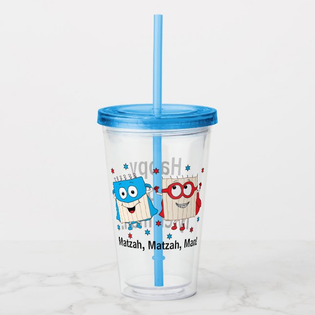 Copo De Acrílico Passover - Acrylic Tumbler 16 oz Matzah Man (Frente)
