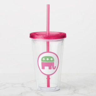 Copo De Acrílico Pastel Pink e Elefante Republicano Verde