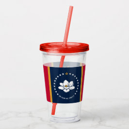 Copo De Acrílico Patriotic Acrylic Tumbler with flag of Mississippi