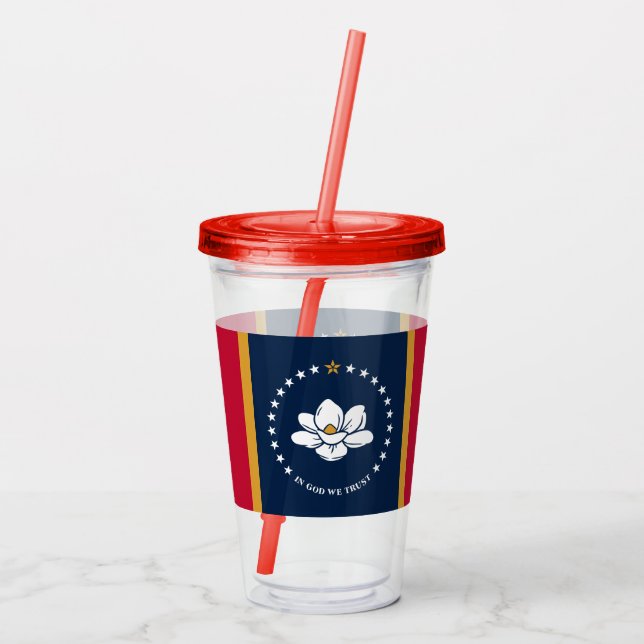 Copo De Acrílico Patriotic Acrylic Tumbler with flag of Mississippi (Verso)