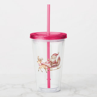 Copo De Acrílico Personalised girls Christmas tumbler with straw