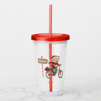Copo De Acrílico Personalised kids Christmas tumbler with straw