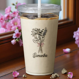 Copo De Acrílico Personalizada Para Seu Arco Rosa Floral