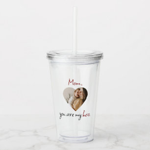 Copo De Acrílico Personalizado 'Mãe, Você É Meu Herói', Tumbler Acr