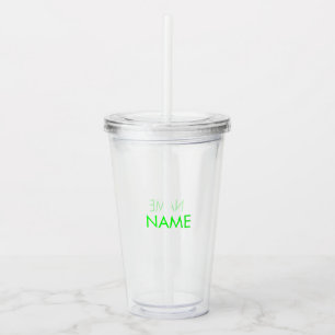 Copo De Acrílico Personalizar nome, texto minimalista neon verde