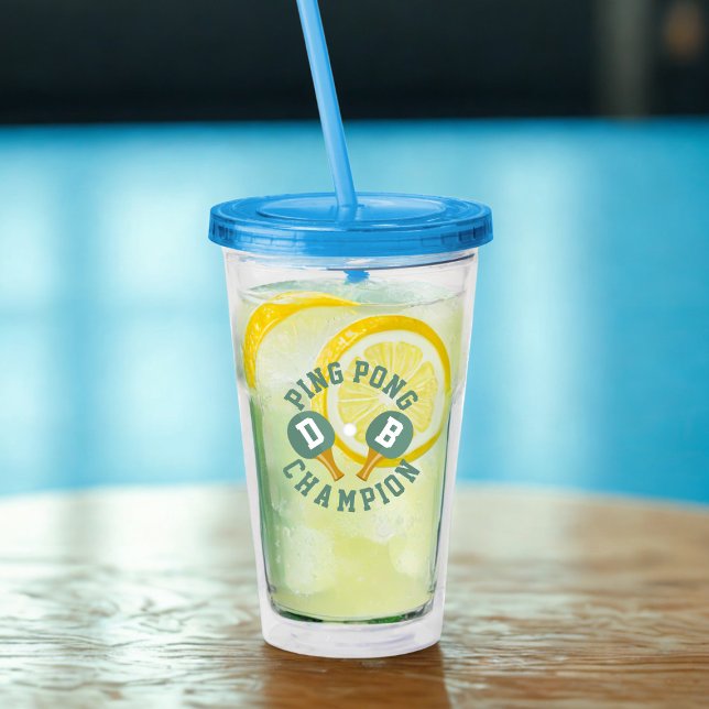 Copo De Acrílico Ping Pong Champion Personalizado Tumbler em acríli (For the Ping Pong Champion in your life. Just add their initials on the paddles and name on the back)