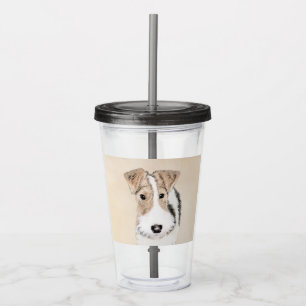 Copo De Acrílico Pintura com terrier de Fox com fio - Arte canina o