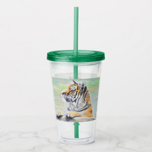Copo De Acrílico Pintura curiosa do Tigre