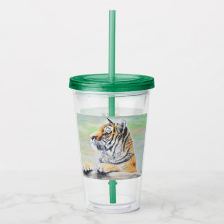 Copo De Acrílico Pintura curiosa do Tigre