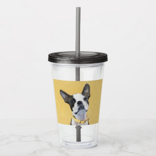 Copo De Acrílico Pintura de Boston Terrier - Arte de Cachorro Origi