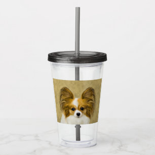 Copo De Acrílico Pintura de Papillon (Hound Tri) - Arte de Cão Orig